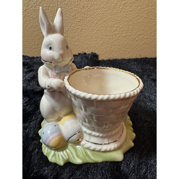Lenox Occasions Easter Bunny Votive Candle Holder Easter Basket - Picture 2 of 7